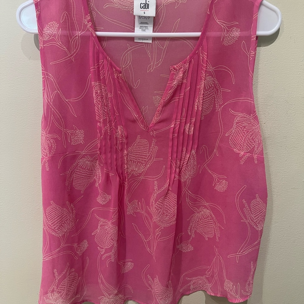 CAbi Pink Corsage Blouse Style 6526
